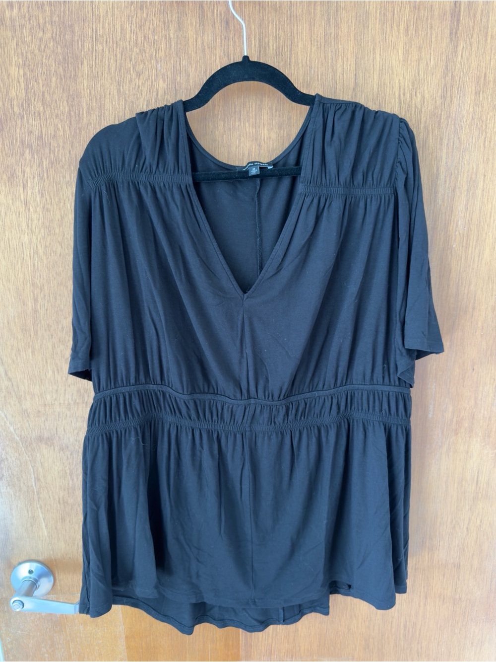 Universal Standard 2 for 1! Black and Navy V-Neck Peplum Flutter Sleeve Top